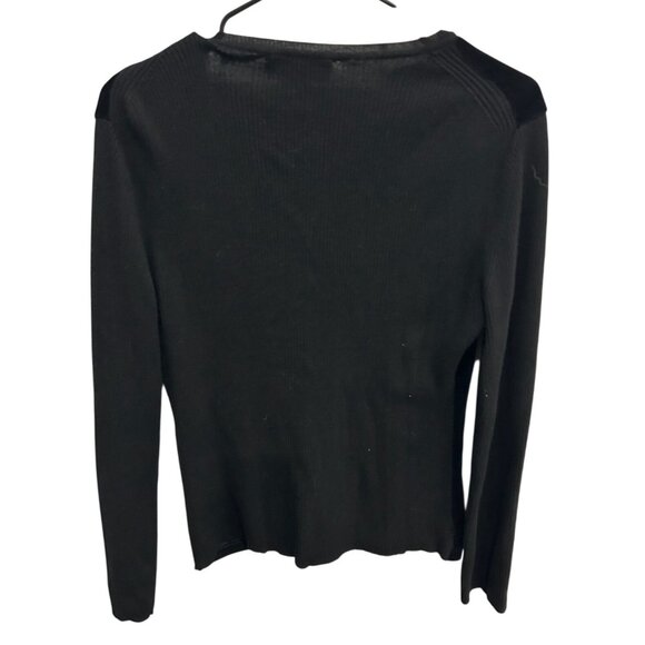 Judith Hart Womens Black Velour V Neck Long Sleeve Top Sz Medium - Picture 2 of 7